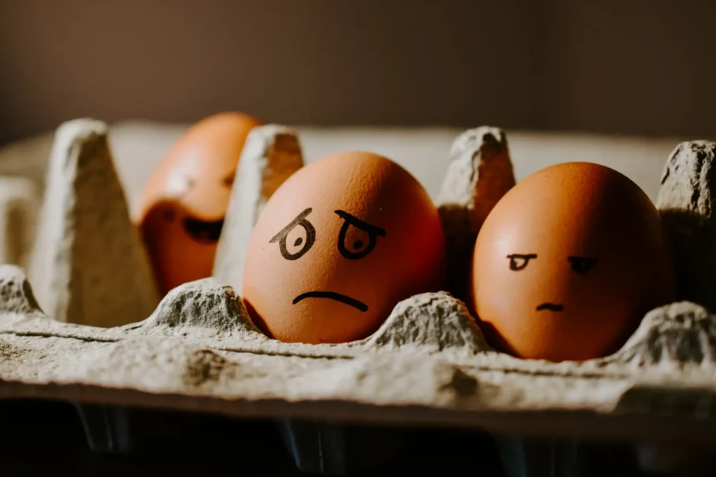 eggs with sad faces