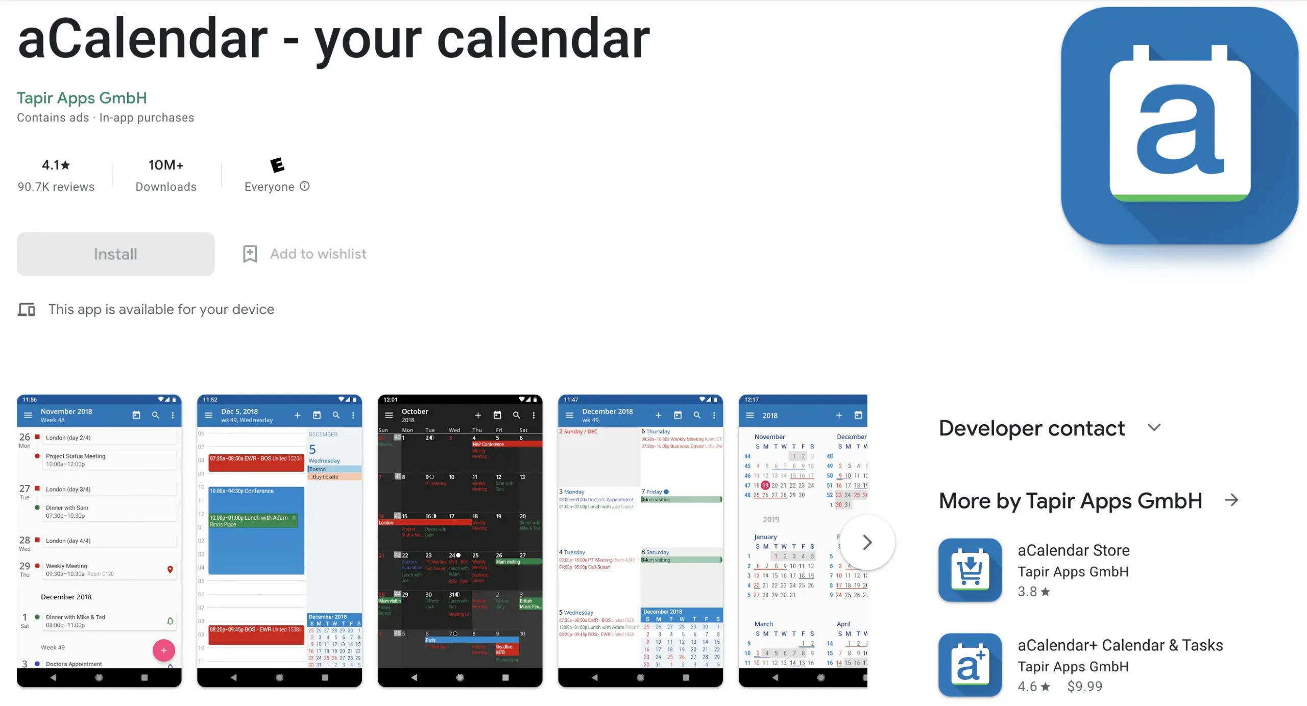 aCalendar work calendar