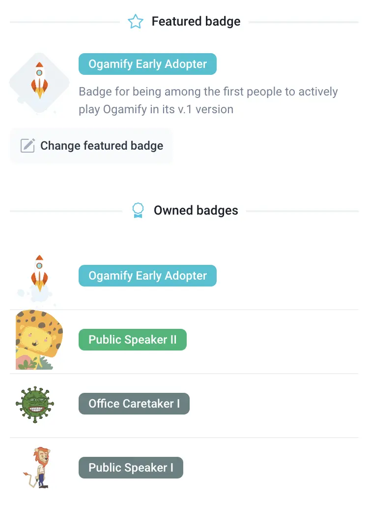Ogamify badges profile