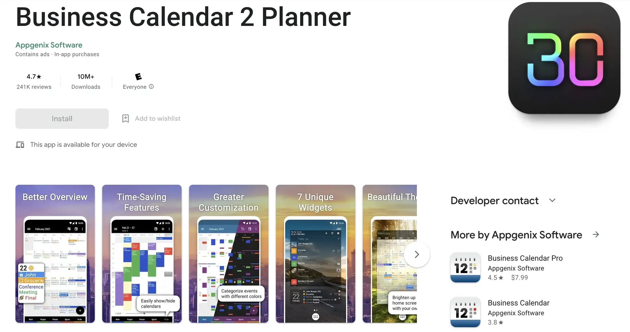 Business Calendar app