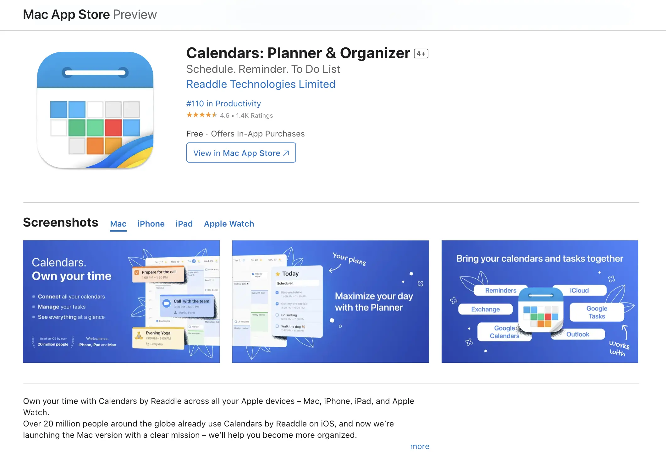 Calendars time management app