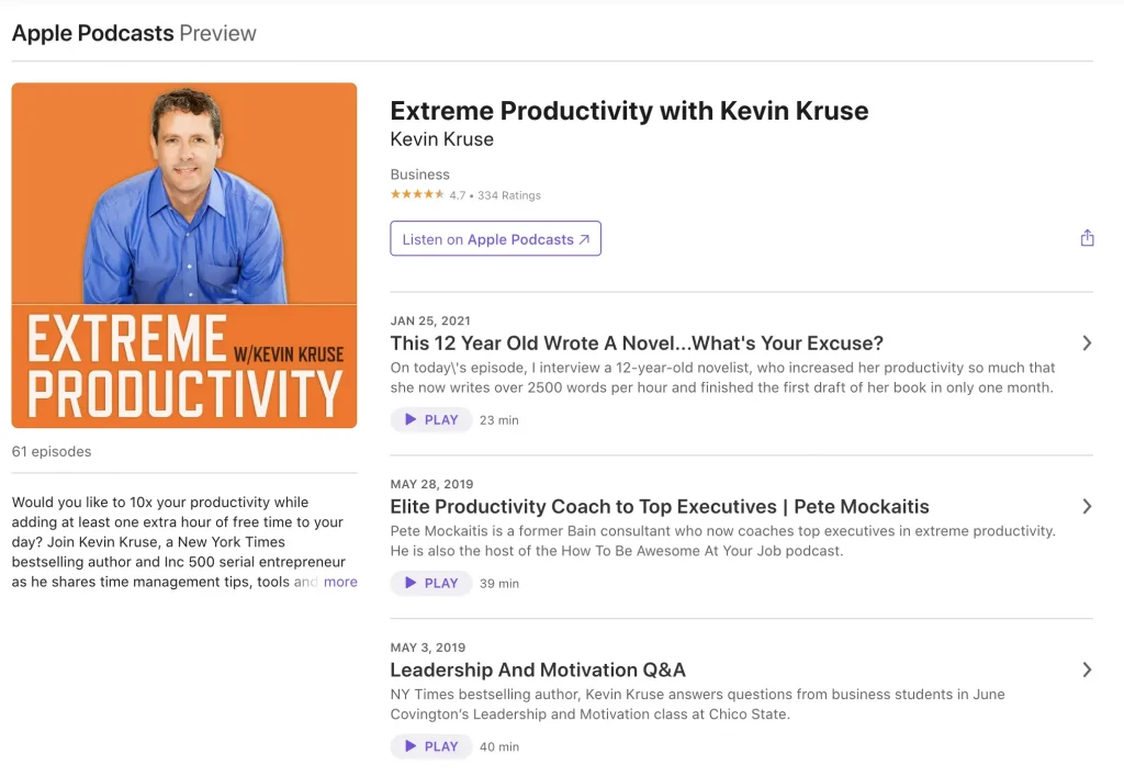 extreme productivity podcast