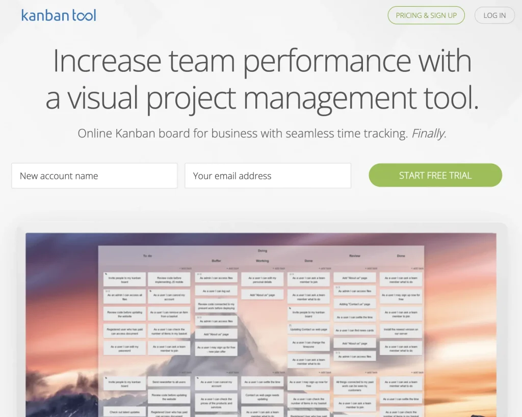 Kanban project plan tool